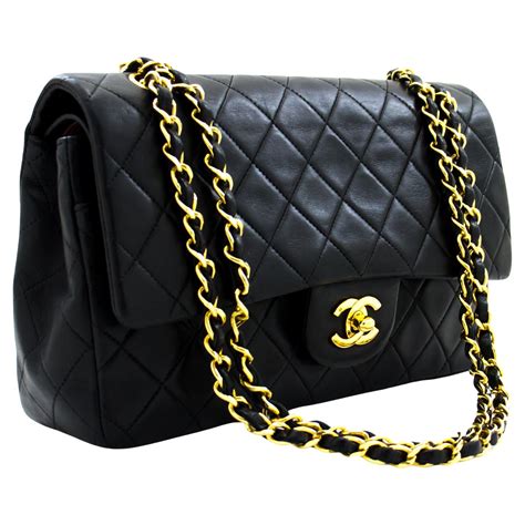 navy blue chanel bag with gold chain